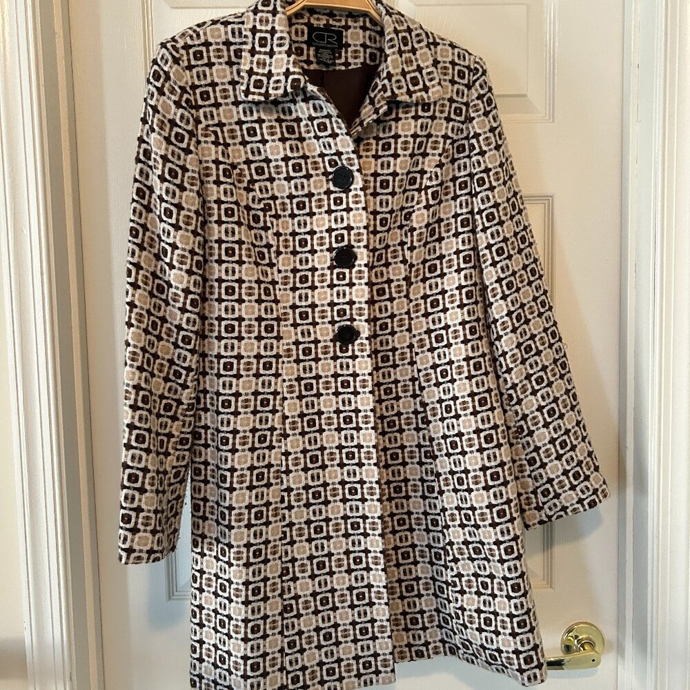 Vintage C.R. Sportswear Wool Peacoat | Brown & Beige Chic | Classic Winter